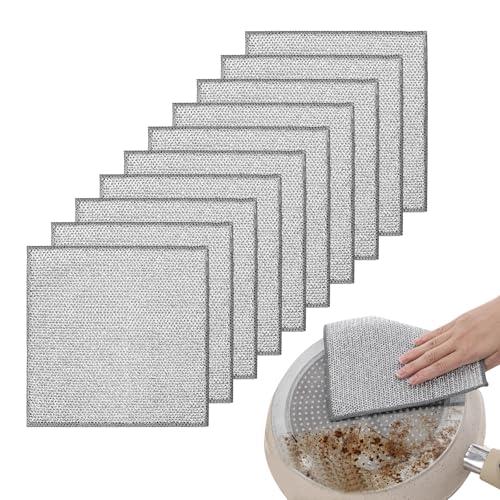 Doyime 金属ワイヤーふきん二重層 10個リバーシブル 食器洗い 竹炭キッチンクロス 吸水性・油...