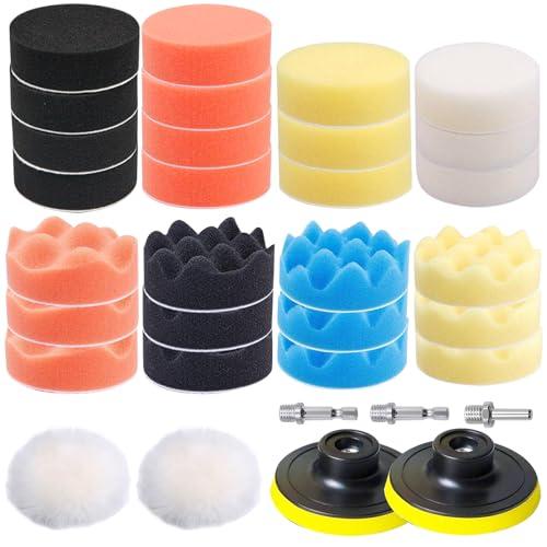 33点セット 80mm ポリッシャーバフ GOH DODD ポリッシャースポンジ 六角軸付きM10 ...