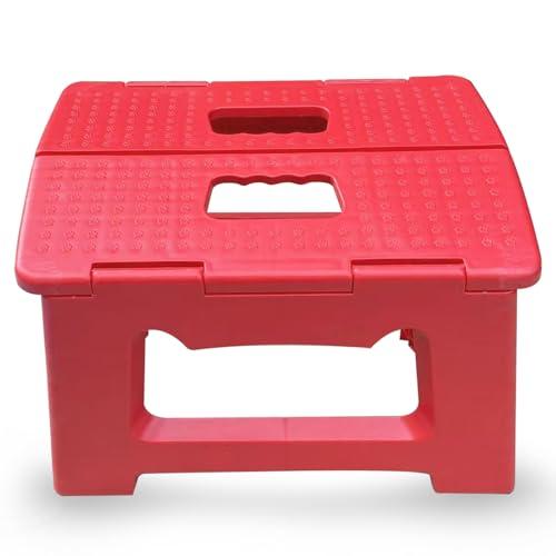 軽量プラスチック折りたたみ式ステップスツール、ハンドル付き、子供と大人用、最大300ポンド耐荷重、滑...