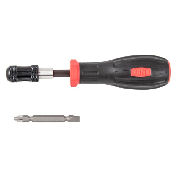トネTONE 差替式パワーグリップドライバーセット PGCD1S ビット二面幅6.35mm レッド/...
