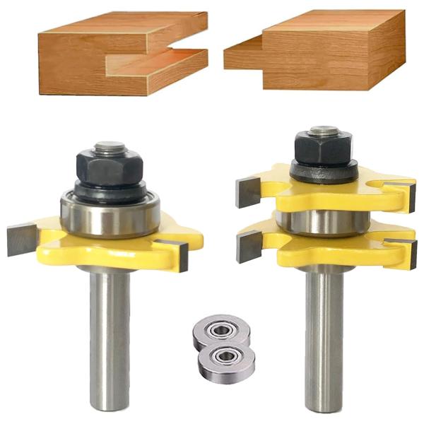 Akylin 2本組 T型ルータービット 12mm軸 舌と溝 横溝ビット T型ほぞカッター 電動トリ...