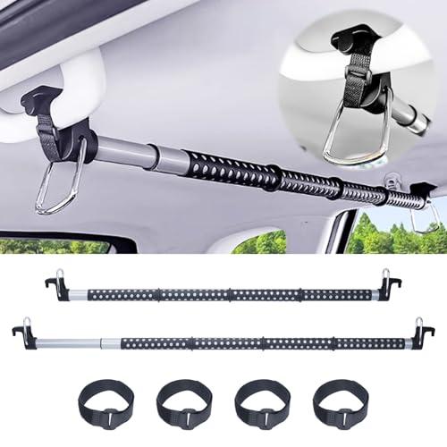aleawol ２本セット 車用ハンガーバー ロッドホルダー 車天井収納 固定ストラップ付き 91c...