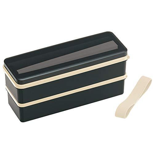 スケーター skater 弁当箱 2段 シリコン製内蓋付 900ml 大容量 レトロフレンチ ブラッ...