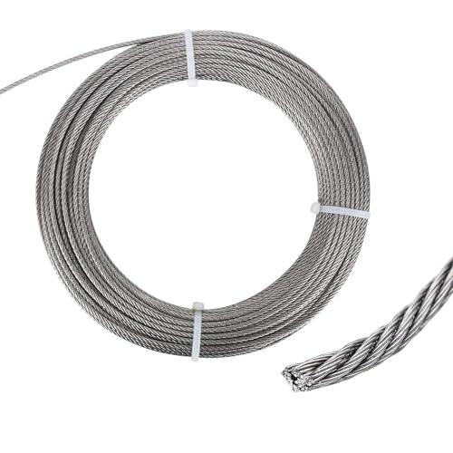 Aicosineg ワイヤーロープ 台風対策 ステンレスワイヤー 直径1mm 長さ25M 使用荷重6...