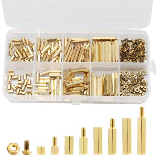 黄銅 真鍮 六角スペーサー M2 六角ねじ 320個セット ケース付き 六角ねじ 六角柱 真鍮 ボル...