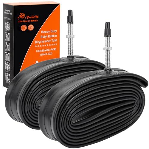 YunSCM 2本700 35c チューブ 肉厚仏式バルブ48mm700x35/43c 自転車チュー...