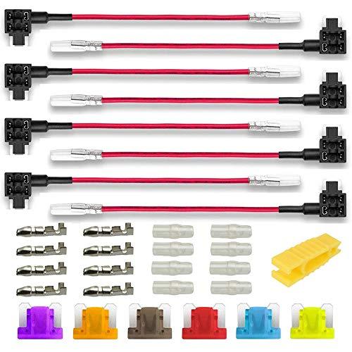 Kiligen 8個 12V-24V ミニ低背車平型ヒューズホルダー 配線追加 電源取り出し 平型 ...