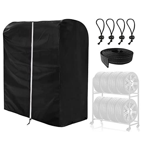 ZATOOTO タイヤラックカバー 屋外 防水 8本収納 ジッパー付 420D 厚手 チャック付 紫...