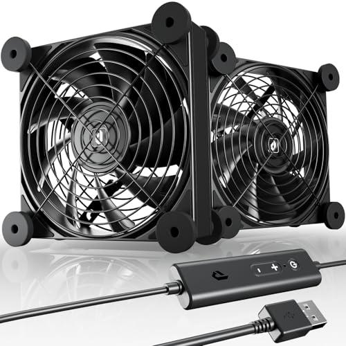 upHere USB冷却ファン 12cm 静音 強力 2連 5V USB換気扇 ミニファン 小型扇風...