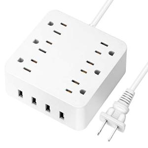 電源タップ USBコンセント RAYSTIN 6個AC口 4USB口 急速充電 1875W 接地極付 一括スイッチ 雷ガード