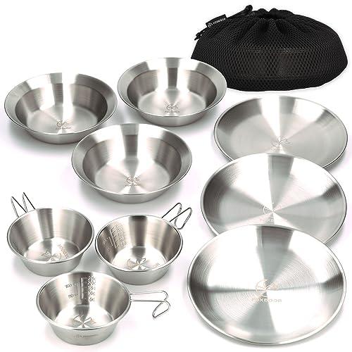 FOXDOOR アウトドア 食器セット 3枚組セット 4枚組セット シェラカップ コンパクト 収納 ...