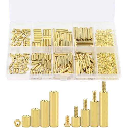 黄銅 六角スペーサー M2 320個セット 六角ねじ 六角柱 ワッシャー ネジナット スペーサー 基...