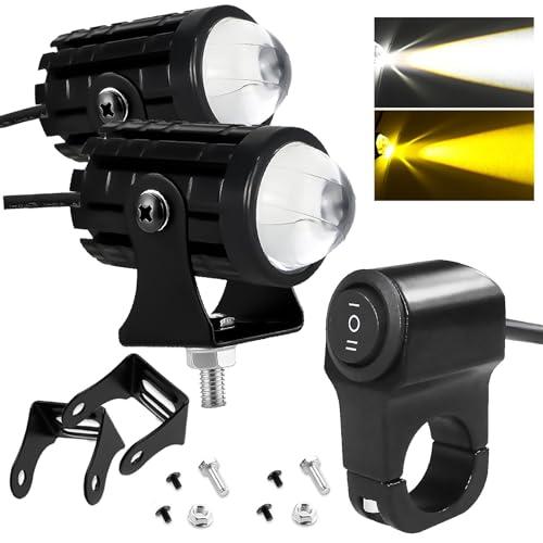 PIENSE バイク フォグランプ LED ２個/スイッチ付き 小型 防水 ホワイト イエロー ハイ...