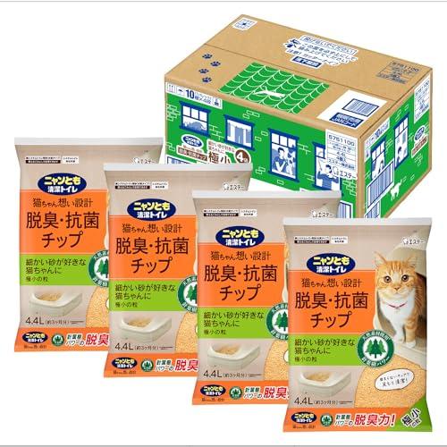 ニャンとも清潔トイレ 猫砂 天然素材でパワフルに脱臭 脱臭・抗菌チップ 極小の粒 4.4L×4個 シ...