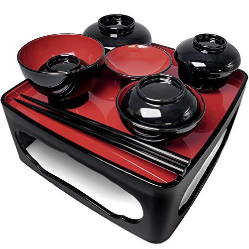 漆ぷろだくと 仏膳 6.0寸 黒/内朱 国産 仏具 お盆用品 御膳 お膳