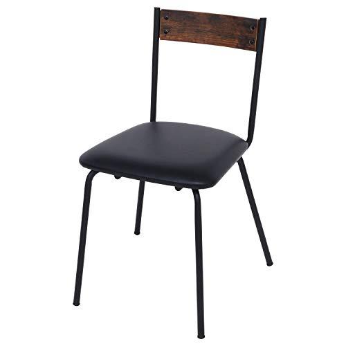 不二貿易 ダイニングチェア クッション 幅48×奥行51×高さ74cm 座面高さ45cm ブラック ...