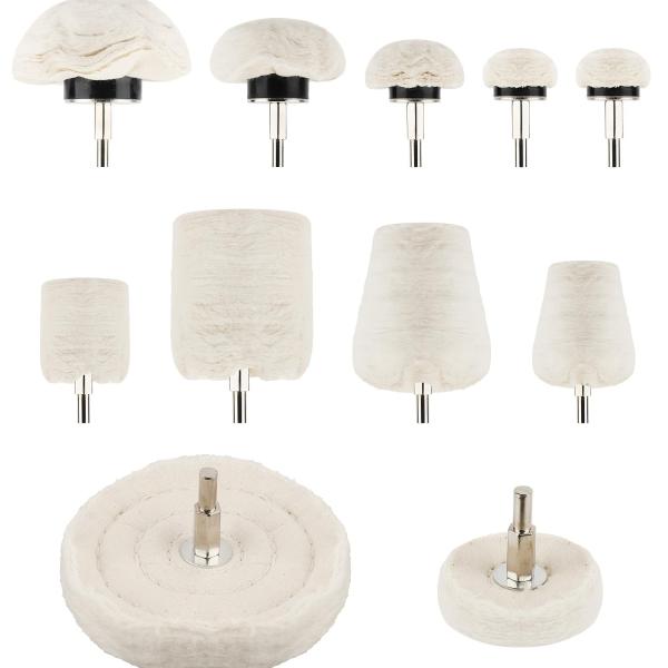 ポリッシャー バフ 11点セット ドリル用バフホイールセット ドリル 六角軸研磨布バフ ホワイト 研...