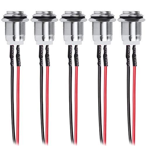 Kiligen 5個 の配線済み防水プッシュボタンモーメンタリステンレス鋼プッシュボタンオンオフ12...