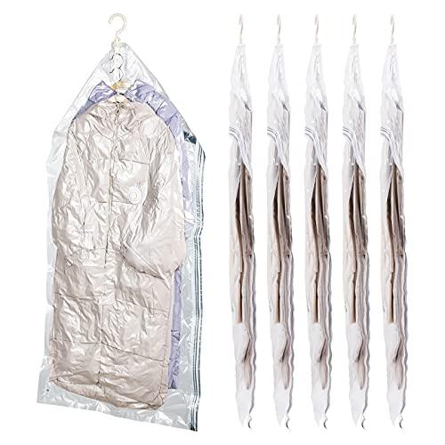 圧縮袋 吊るせる衣類圧縮袋 135*70cm 6枚入 ポンプ不要 カビ ダニ対策 防塵 防湿 コート...