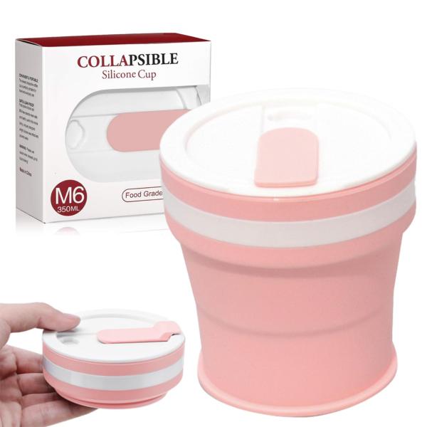 Geerow 折り畳みコップ 蓋付き 350ml 携帯コーヒーコップ 挿入可能なストロー 耐熱 折り...