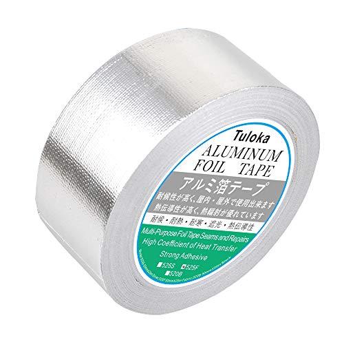 Tulokaアルミガラスクロステープ アルミ箔テープ 強粘着 耐熱 保温 保冷 50mm幅×25m長...