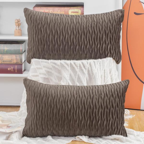 Madizz クッションカバー 2枚セット 北欧 柔らかい ビロード無地 背当て 装飾 枕カバー 座...