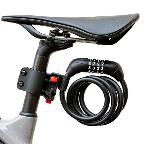 RSTF 自転車 コイルワイヤー錠 ダイヤル式 10mm×1200mm ブラケット付属 ブラック