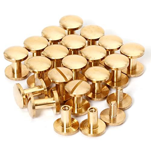 シカゴスクリュー 20個入り 10×4×8mm 真鍮組ネジ コンチョ バッグ ベルト 底びょう リベ...