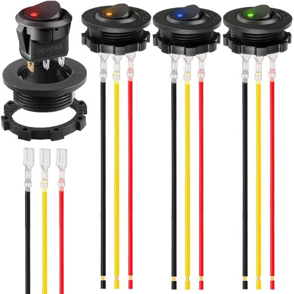 MKBKLLJY 4個 ラウンド ロッカー スイッチ シェル DC 12V 20A、24V 10A、...