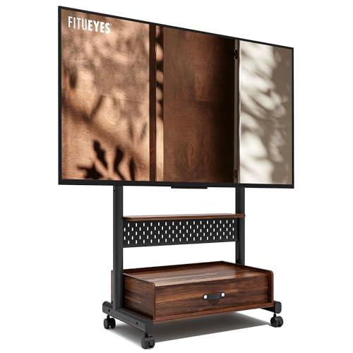 FITUEYES テレビスタンド キャスター付き 40-85インチ対応 有孔ボード付き 引出し高さ調...