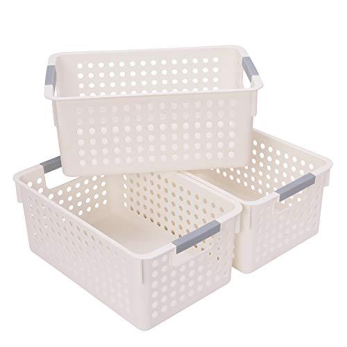 JAKAGO ３個 収納バスケット 収納ボックス プラスチック （ 収納ケース 小物収納 化粧品 キ...