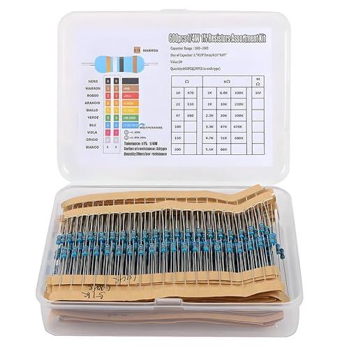 YJRUNFU 抵抗 セット 抵抗器 金属皮膜抵抗器 1/4W 許容差1% 10Ω~1MΩ 30種類...