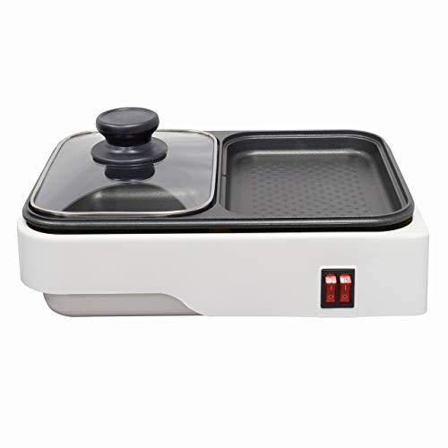 オームOHM 電機 ホットプレート 2WAY 鍋付き 1人用2人用 深鍋&amp;平面プレート 煮ると焼くが...