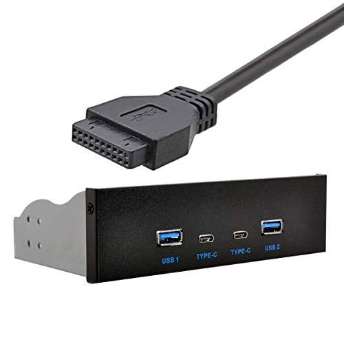 Xiwai USB-C &amp; USB 3.0 ハブ 4ポート フロントパネルからマザーボード 20ピン...