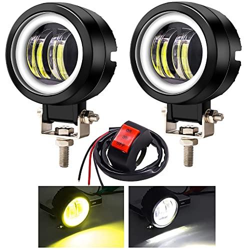 X-STYLE 20W バイク フォグランプ カットライン 2色 ホワイト+イエロー イカリング L...