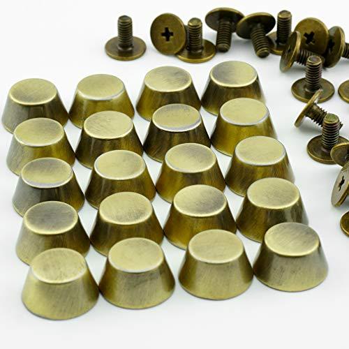 底鋲 真鍮製 ネジ式 台形型 20個セット バッグ カバン レザークラフト アンティークゴールド