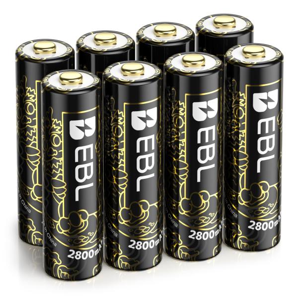 EBL充電池 単3 大容量 8本 単三電池充電式 ニッケル水素電池 ミニ四駆電池 カメラ用単3形充電...