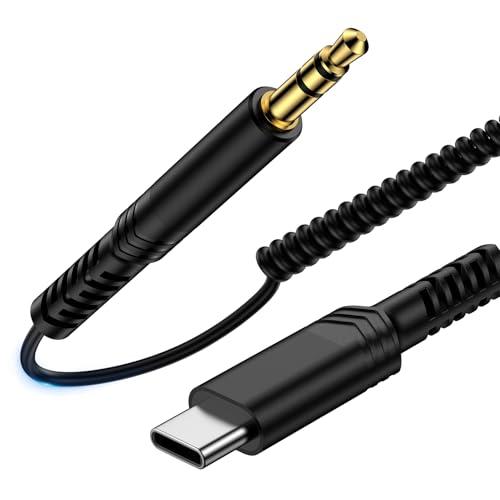 USB Type-C to 3.5mm AUXケーブル カールコード式 USB C AUX 変換コー...