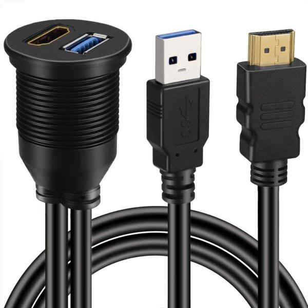 USB 3.0 と HDMI - HDMI +USB3.0 AUX延長ダッシュパネル防水カーフラッシ...
