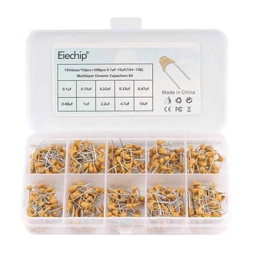 セラミックコンデンサー 500個セット 10値0.1uF-10uF 50V コンデンサ 電解コンデン...