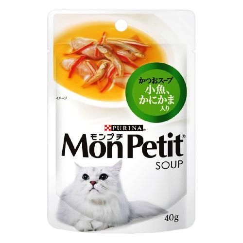 モンプチ スープ パウチ 成猫用 小魚、かにかま入り かつおスープ 40g×12袋入り まとめ買い ...