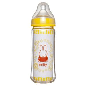 チュチュベビー 哺乳びん 広口タイプ ミッフィー 耐熱ガラス製 240ml S M Lとサイズ変更がいらない乳首付 0歳~離乳期までワンサイズで