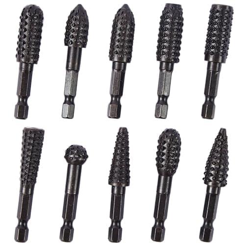 ロータリーヤスリ 六角軸電動やすり 10本セット 研磨面取り研磨 回転ヤスリ 超硬刃ドリルビット 木...