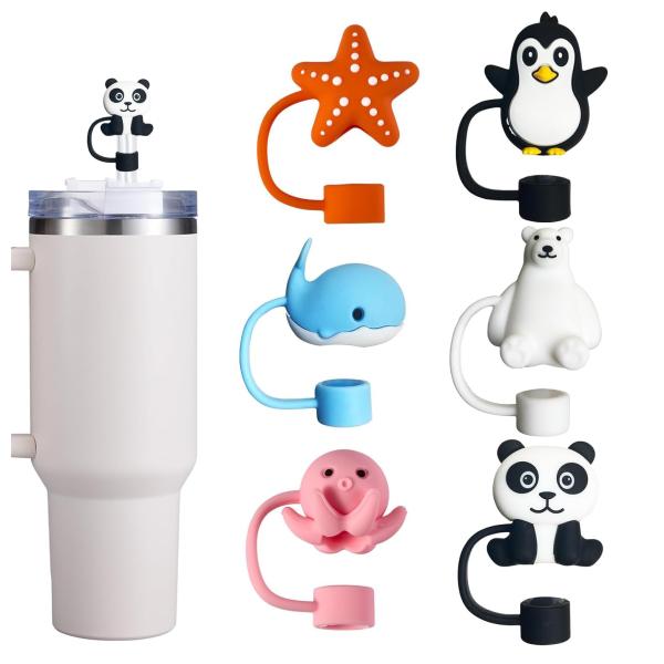 ストローキャップ タンブラーStanley スタンレコップ用 ヒトデ 動物6PCS 防塵 ストローチ...