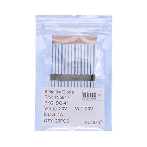 HUABAN 20PCS 1N5817 ショットキーバリアダイオード 1A 20V DO-41 DO...
