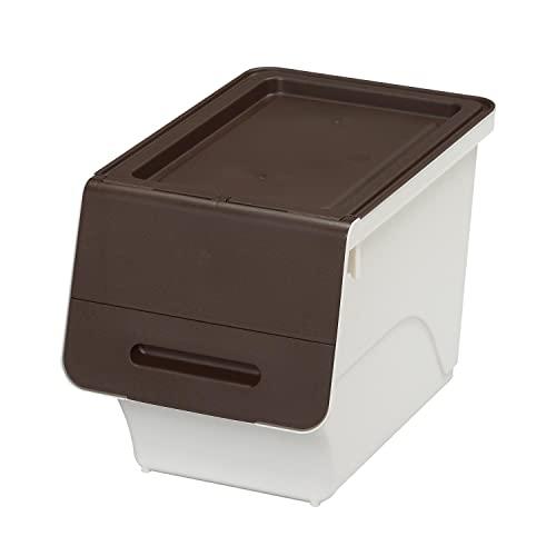 サンカ フロック 重ねて使える蓋付き衣装ケース スリム ブラウン おしゃれな大容量収納 引き出さずに...