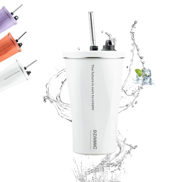 DZANNC ストロー付き タンブラー 蓋付き タンブラー コーヒー タンブラー ストロー大容量 タ...