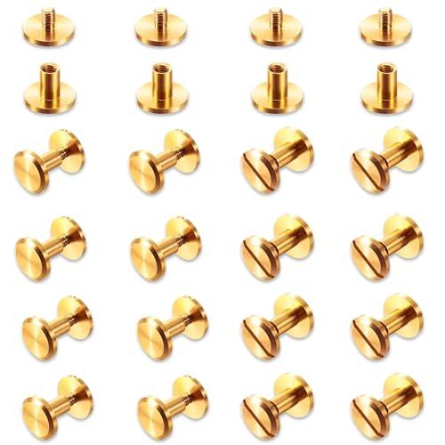 yowodana シカゴスクリュー 真鍮組ネジ 20組入 スタッド ネジ式 鋲 リベット スタッズ ...