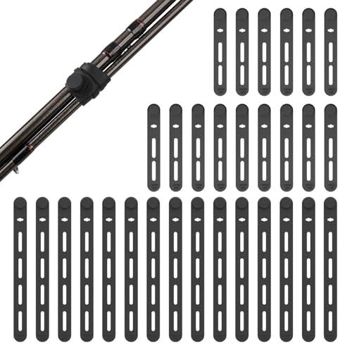 釣り竿固定用シリコンバンド 30本組 超伸縮5-20インチ 竿傷防止 軽量コンパクト収納 黒色 - ...