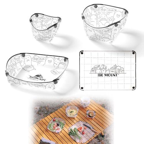 Renjzle キャンプボウル アウトドア 超軽量 折りたたみ 食器 4点セット ボウル プレート ...